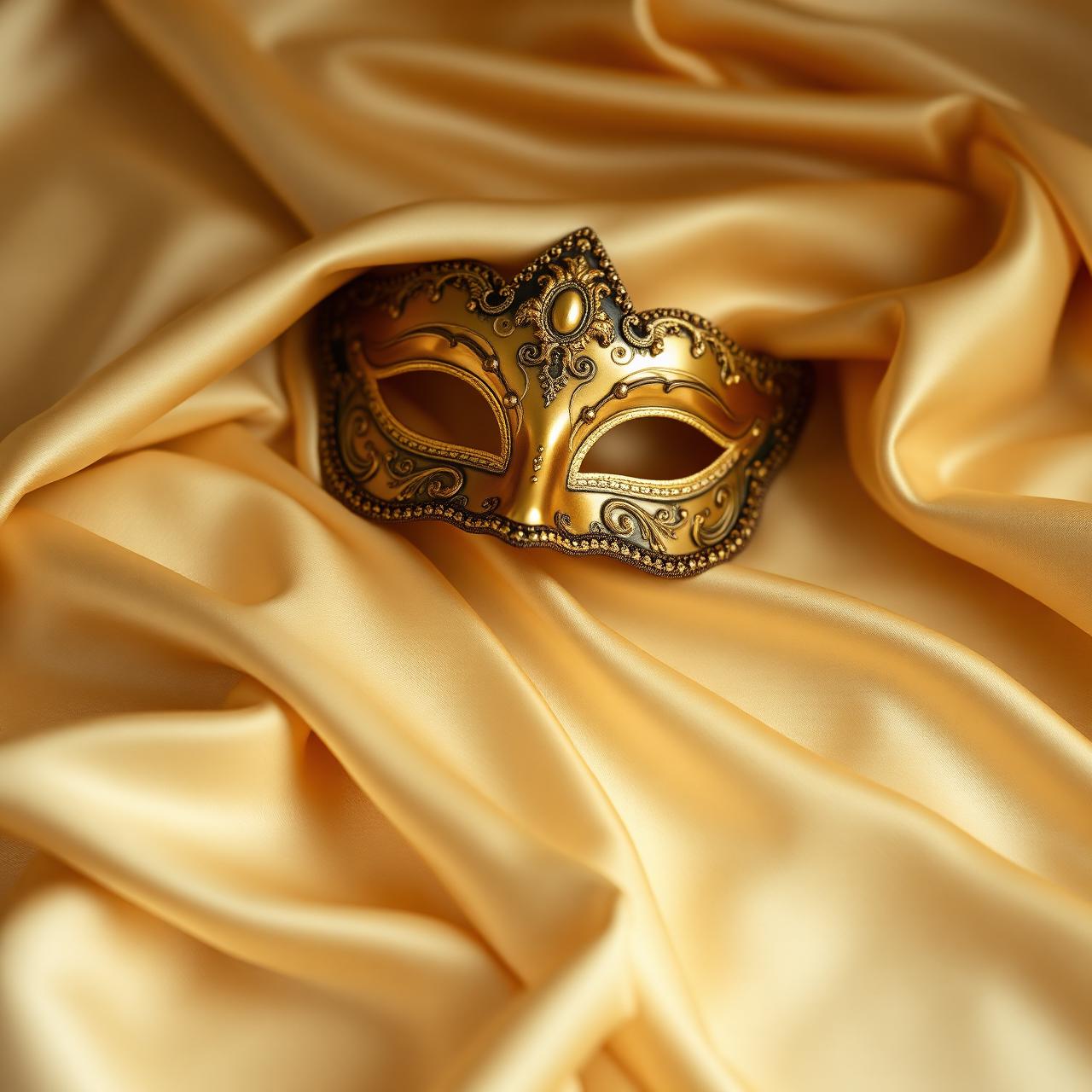 Venetian mask on champagne silk